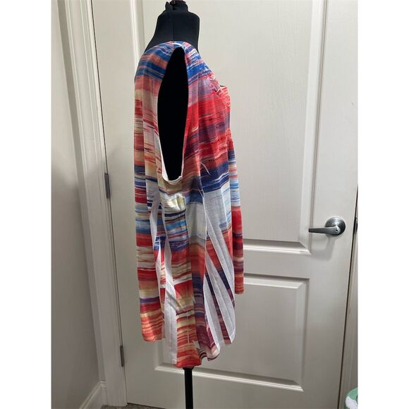 Catherines Women's Plus 3X Sleeveless Striped Tank Top Multicolor Casual - Picture 5 of 8